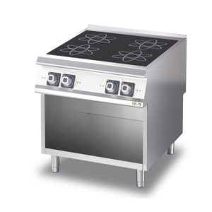 Induction range Metos Diamante DT94/10GCI with open cupboard