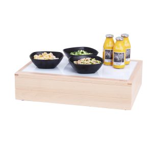Cold plate Metos GN1/1 with nature beech frame and white Gorilla glass top